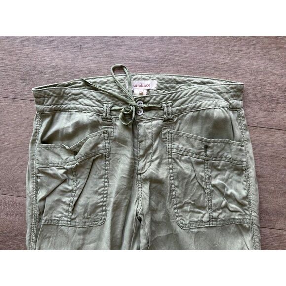 Sundance Women's 6P Linen Blend Cargo Pants Green Slouchy Relaxed - Picture 2 of 5